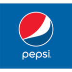 pepsi logo of a blue background. with a circle with strokes of white, dark blue, and red